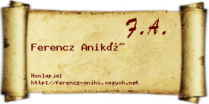 Ferencz Anikó névjegykártya