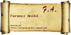 Ferencz Anikó névjegykártya